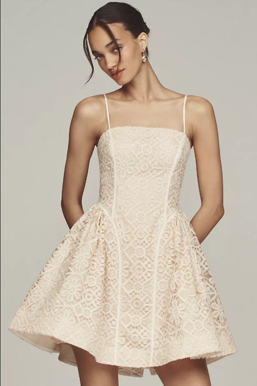New Anthropologie Lace Basque-Waist Mini Dress - Size 4